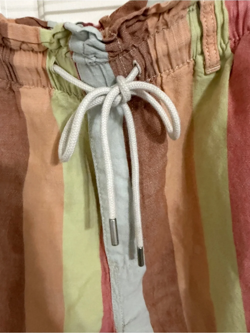 GAP Striped Drawstring Shorts in Pink, Green, Brown & Blue
